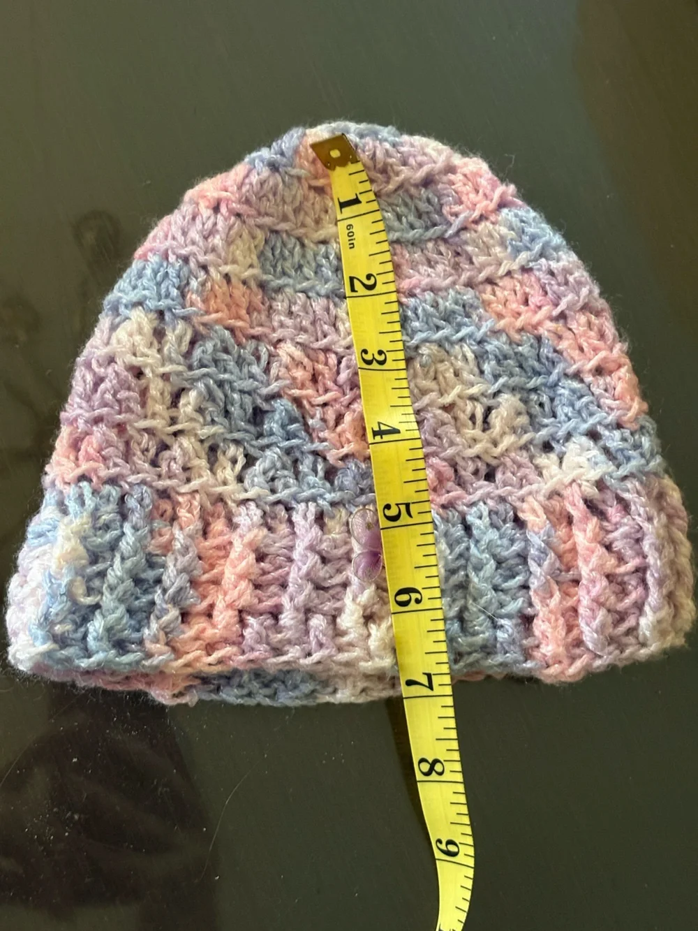 Handmade Pastel Crochet Baby Beanie - Pink, Blue, Cream